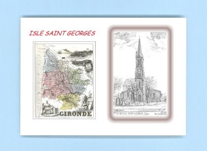 Cartes Postales impression Noir avec dpartement sur la ville de ISLE ST GEORGES Titre : eglise