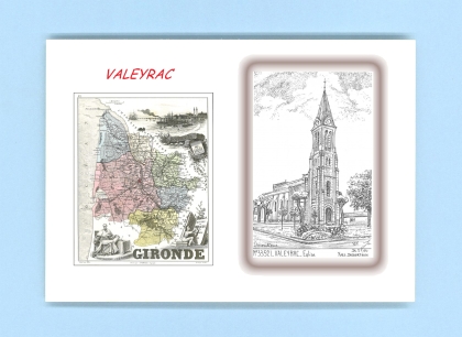 Cartes Postales impression Noir avec dpartement sur la ville de VALEYRAC Titre : eglise