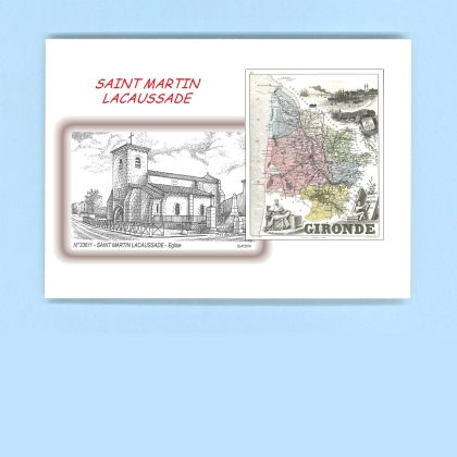 Cartes Postales impression Noir avec dpartement sur la ville de ST MARTIN LACAUSSADE Titre : eglise