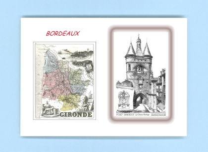 Cartes Postales impression Noir avec dpartement sur la ville de BORDEAUX Titre : la grosse horloge
