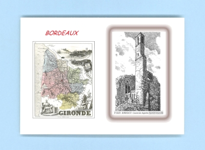 Cartes Postales impression Noir avec dpartement sur la ville de BORDEAUX Titre : couvent des augustins
