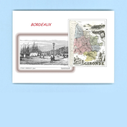 Cartes Postales impression Noir avec dpartement sur la ville de BORDEAUX Titre : quais