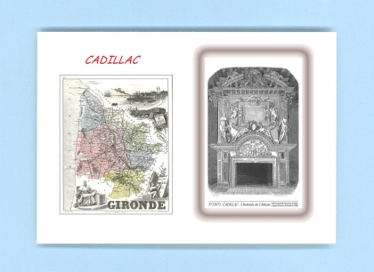 Cartes Postales impression Noir avec dpartement sur la ville de CADILLAC Titre : cheminee du chateau