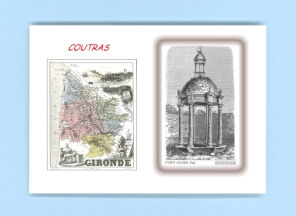 Cartes Postales impression Noir avec dpartement sur la ville de COUTRAS Titre : puits
