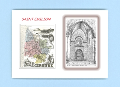 Cartes Postales impression Noir avec dpartement sur la ville de ST EMILION Titre : interieur de l eglise