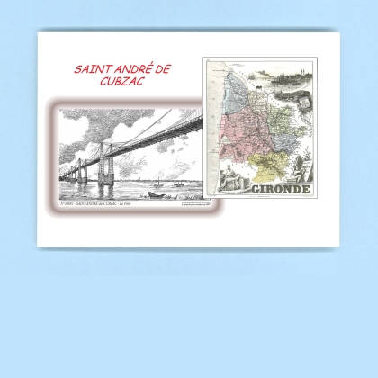 Cartes Postales impression Noir avec dpartement sur la ville de ST ANDRE DE CUBZAC Titre : le pont