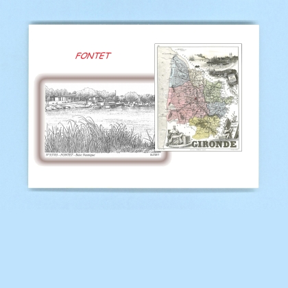 Cartes Postales impression Noir avec dpartement sur la ville de FONTET Titre : base nautique