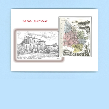 Cartes Postales impression Noir avec dpartement sur la ville de ST MACAIRE Titre : eglise et prieure