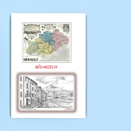 Cartes Postales impression Noir avec dpartement sur la ville de BEDARIEUX Titre : rives