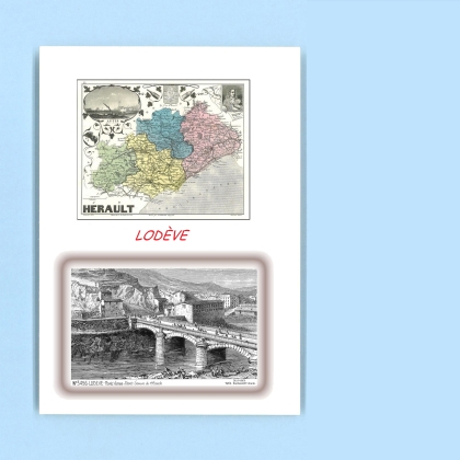 Cartes Postales impression Noir avec dpartement sur la ville de LODEVE Titre : pont vinas