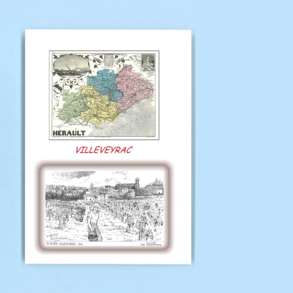 Cartes Postales impression Noir avec dpartement sur la ville de VILLEVEYRAC Titre : vue
