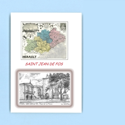 Cartes Postales impression Noir avec dpartement sur la ville de ST JEAN DE FOS Titre : place de la mairie