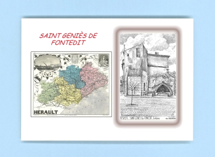 Cartes Postales impression Noir avec dpartement sur la ville de ST GENIES DE FONTEDIT Titre : fontaine