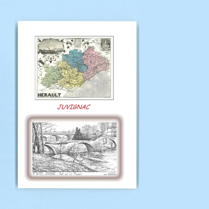 Cartes Postales impression Noir avec dpartement sur la ville de JUVIGNAC Titre : pont sur la mosson