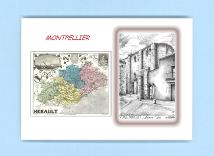Cartes Postales impression Noir avec dpartement sur la ville de MONTPELLIER Titre : celleneuve l eglise