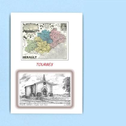 Cartes Postales impression Noir avec dpartement sur la ville de TOURBES Titre : chapelle st roch