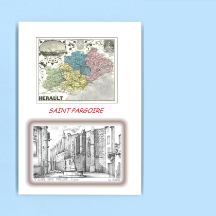 Cartes Postales impression Noir avec dpartement sur la ville de ST PARGOIRE Titre : eglise