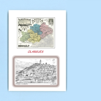 Cartes Postales impression Noir avec dpartement sur la ville de OLARGUES Titre : vue