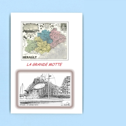 Cartes Postales impression Noir avec dpartement sur la ville de LA GRANDE MOTTE Titre : vue