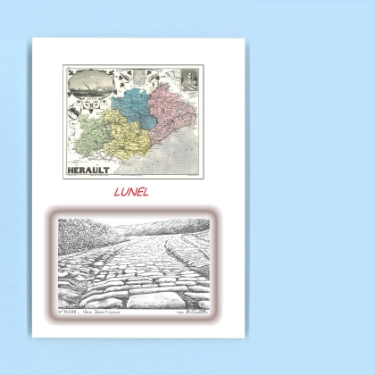 Cartes Postales impression Noir avec dpartement sur la ville de LUNEL Titre : voie domitienne