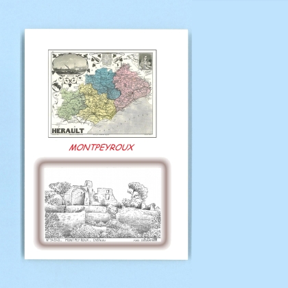 Cartes Postales impression Noir avec dpartement sur la ville de MONTPEYROUX Titre : chateau
