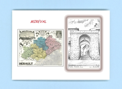 Cartes Postales impression Noir avec dpartement sur la ville de MIREVAL Titre : porche