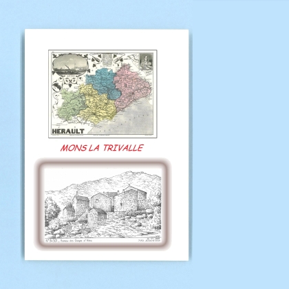 Cartes Postales impression Noir avec dpartement sur la ville de MONS LA TRIVALLE Titre : hameau des gorges d heric