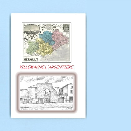 Cartes Postales impression Noir avec dpartement sur la ville de VILLEMAGNE L ARGENTIERE Titre : vue
