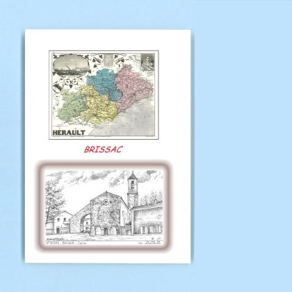 Cartes Postales impression Noir avec dpartement sur la ville de BRISSAC Titre : eglise