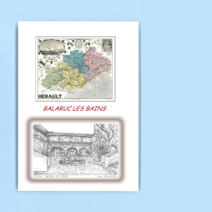 Cartes Postales impression Noir avec dpartement sur la ville de BALARUC LES BAINS Titre : vue