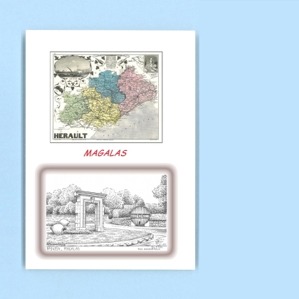 Cartes Postales impression Noir avec dpartement sur la ville de MAGALAS Titre : vue