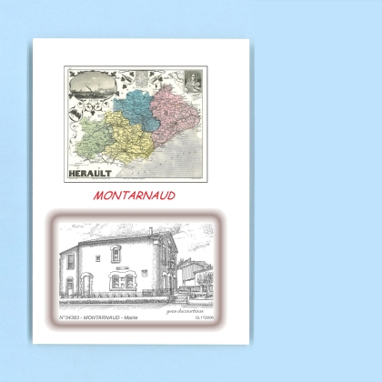 Cartes Postales impression Noir avec dpartement sur la ville de MONTARNAUD Titre : mairie