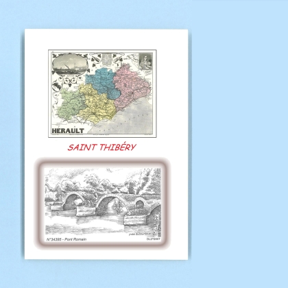 Cartes Postales impression Noir avec dpartement sur la ville de ST THIBERY Titre : pont romain