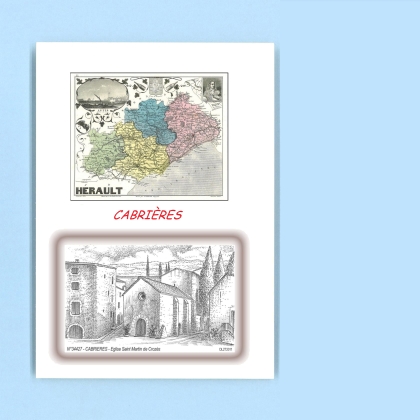 Cartes Postales impression Noir avec dpartement sur la ville de CABRIERES Titre : eglise st martin de crozes