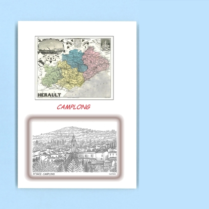 Cartes Postales impression Noir avec dpartement sur la ville de CAMPLONG Titre : vue