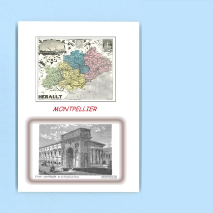 Cartes Postales impression Noir avec dpartement sur la ville de MONTPELLIER Titre : arc de triomphe du peyrou