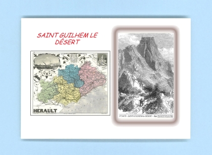 Cartes Postales impression Noir avec dpartement sur la ville de ST GUILHEM LE DESERT Titre : vue
