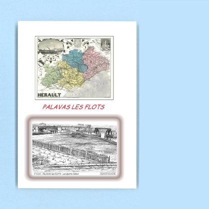 Cartes Postales impression Noir avec dpartement sur la ville de PALAVAS LES FLOTS Titre : les quatre canaux