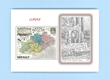 Cartes Postales impression Noir avec dpartement sur la ville de LUNAS Titre : chapelle st georges