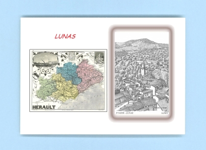 Cartes Postales impression Noir avec dpartement sur la ville de LUNAS Titre : vue