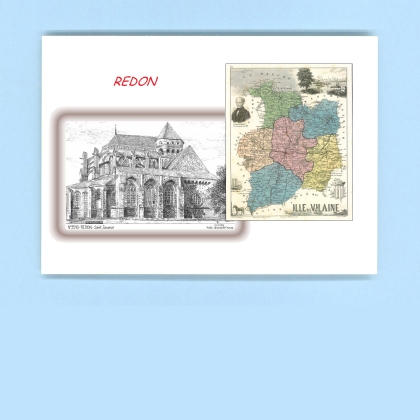 Cartes Postales impression Noir avec dpartement sur la ville de REDON Titre : st sauveur