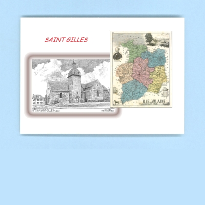 Cartes Postales impression Noir avec dpartement sur la ville de ST GILLES Titre : eglise