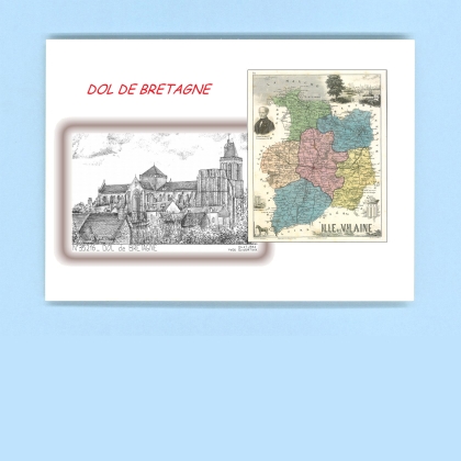 Cartes Postales impression Noir avec dpartement sur la ville de DOL DE BRETAGNE Titre : vue