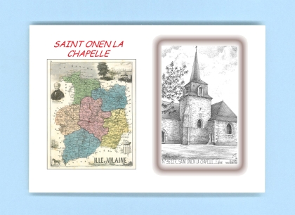 Cartes Postales impression Noir avec dpartement sur la ville de ST ONEN LA CHAPELLE Titre : eglise