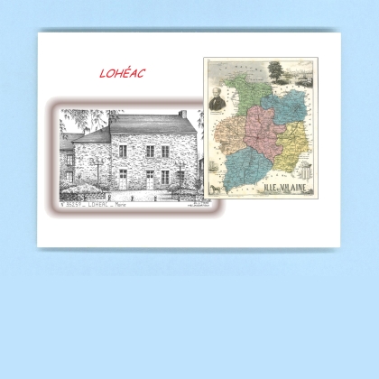 Cartes Postales impression Noir avec dpartement sur la ville de LOHEAC Titre : mairie