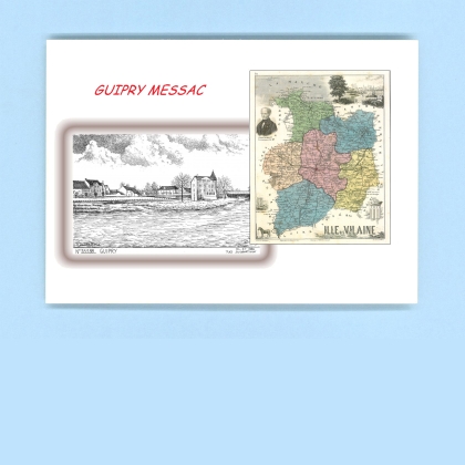 Cartes Postales impression Noir avec dpartement sur la ville de GUIPRY MESSAC Titre : vue