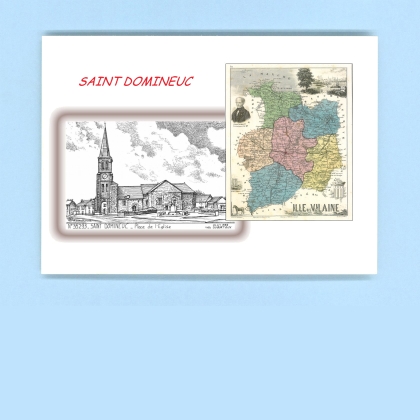 Cartes Postales impression Noir avec dpartement sur la ville de ST DOMINEUC Titre : place de l eglise