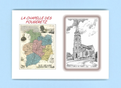Cartes Postales impression Noir avec dpartement sur la ville de LA CHAPELLE DES FOUGERETZ Titre : eglise