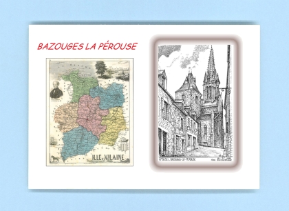 Cartes Postales impression Noir avec dpartement sur la ville de BAZOUGES LA PEROUSE Titre : vue