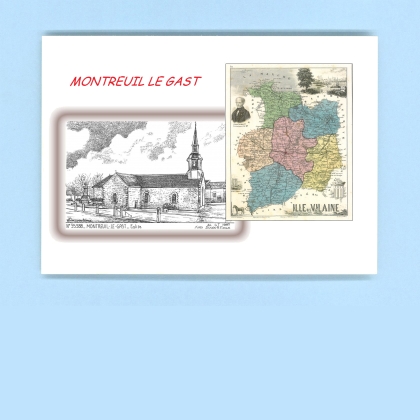 Cartes Postales impression Noir avec dpartement sur la ville de MONTREUIL LE GAST Titre : eglise